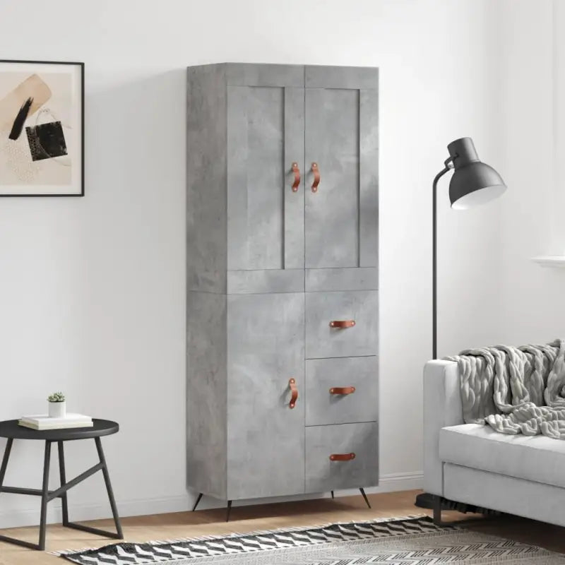 Hoge kast in grijs sonoma met ijzeren poten voor een trendy interieur - Betongrijs / 1 / 1 deur 3 lades - Dressoirs &