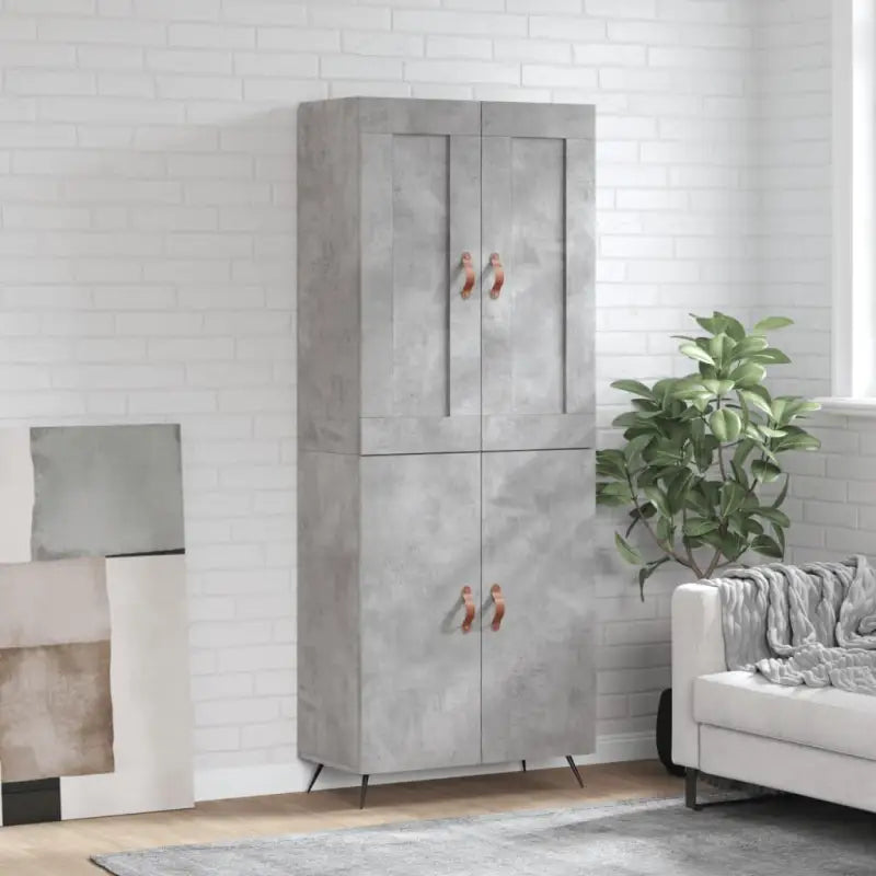 Hoge kast in grijs sonoma met ijzeren poten voor een trendy interieur - Betongrijs / 1 / 2 deuren - Dressoirs &