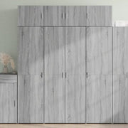 Hoge kast in grijs sonoma van bewerkt hout met stijlvolle uitstraling - Dressoirs & buffetkasten