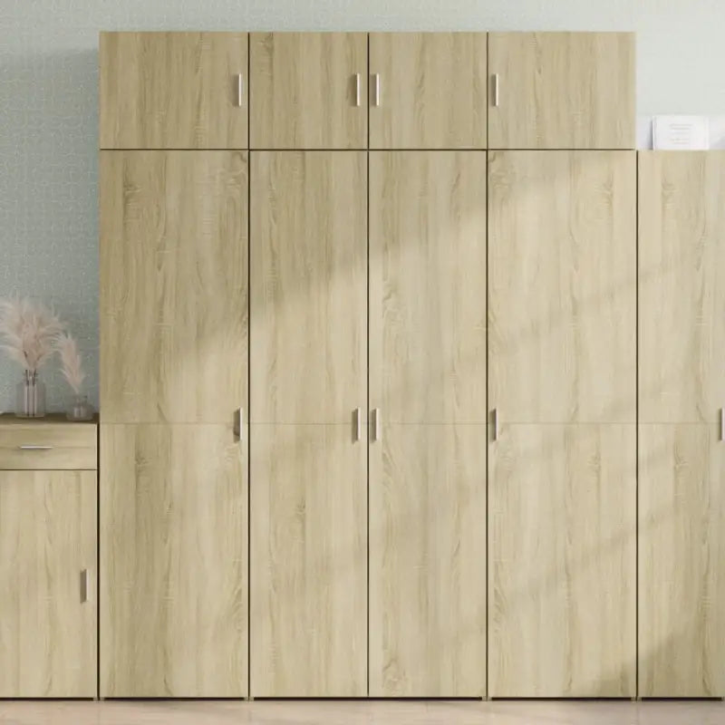 Hoge kast in grijs sonoma van bewerkt hout met stijlvolle uitstraling - Sonoma eiken / 1 - Dressoirs & buffetkasten