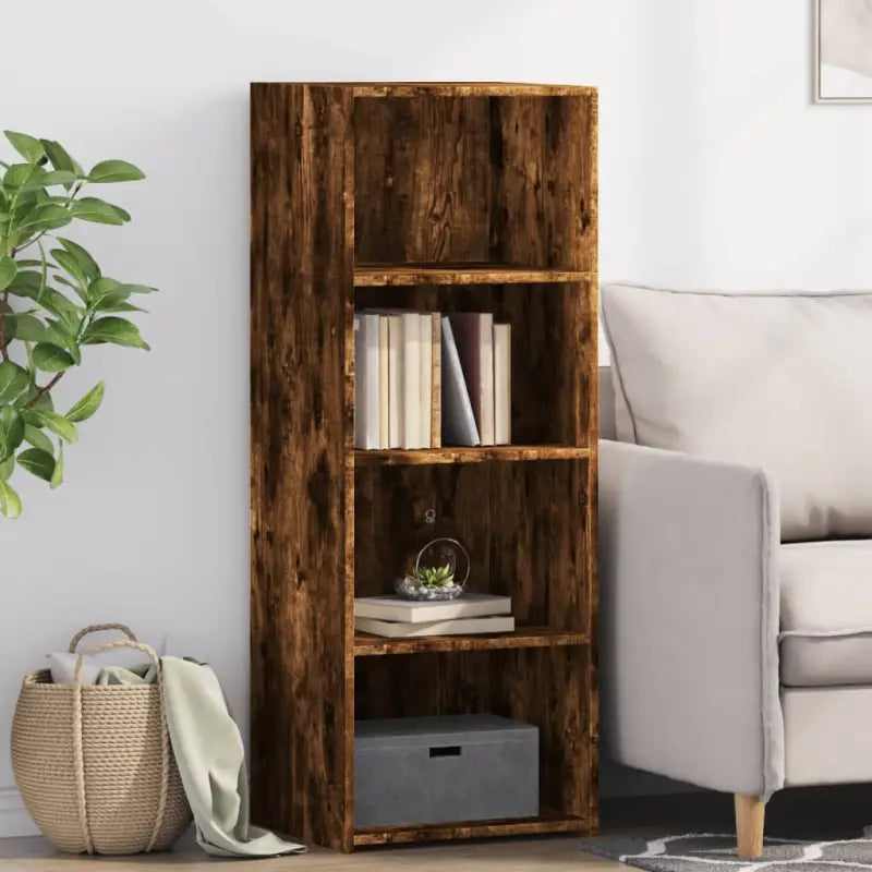 Hoge kast in grijs Sonoma van bewerkt hout voor een klassieke uitstraling - Gerookt eiken / 1 - Dressoirs & buffetkasten