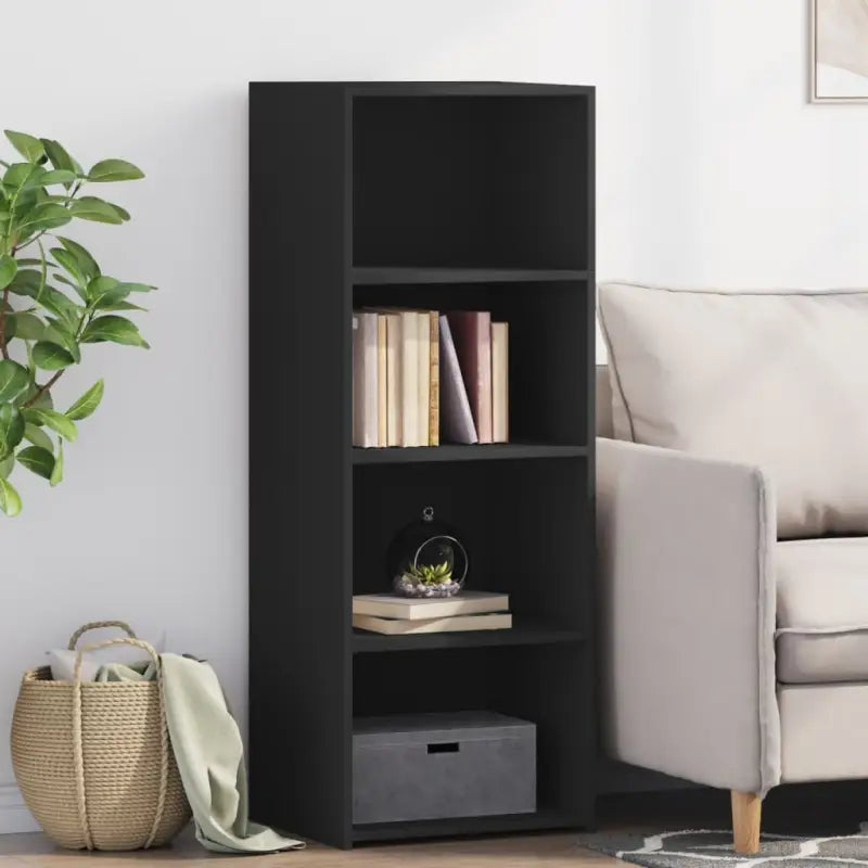 Hoge kast in grijs Sonoma van bewerkt hout voor een klassieke uitstraling - Zwart / 1 - Dressoirs & buffetkasten
