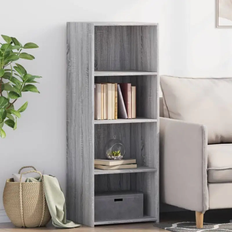 Hoge kast in grijs Sonoma van bewerkt hout voor een klassieke uitstraling - Grijs sonoma / 1 - Dressoirs & buffetkasten
