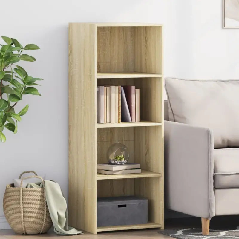 Hoge kast in grijs Sonoma van bewerkt hout voor een klassieke uitstraling - Sonoma eiken / 1 - Dressoirs & buffetkasten