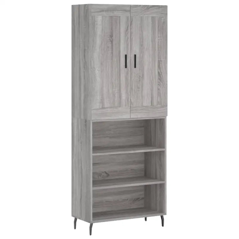 Hoge kast in grijs sonoma van bewerkt hout voor een stijlvolle uitstraling - Dressoirs & buffetkasten