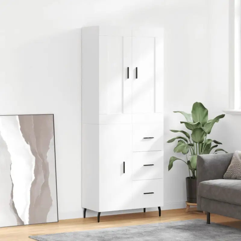 Hoge kast in grijs sonoma van bewerkt hout voor een stijlvolle uitstraling - Wit / 1 / 1 deur 3 lades - Dressoirs &