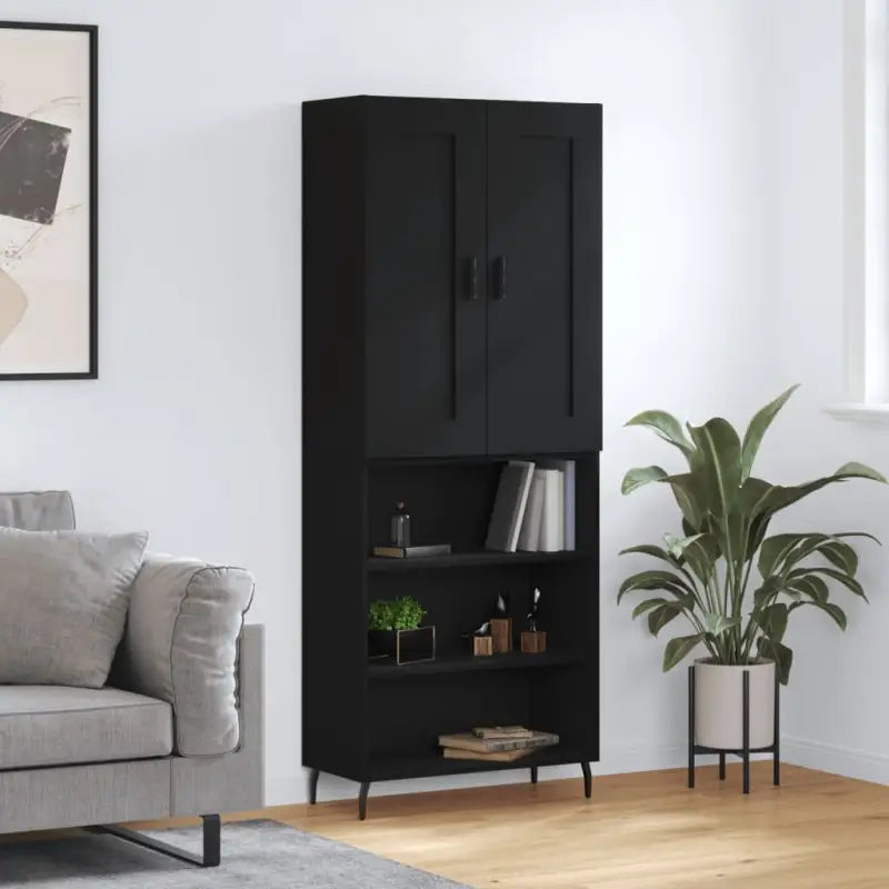 Hoge kast in grijs sonoma van bewerkt hout voor een stijlvolle uitstraling - Zwart / 1 / 3 schappen - Dressoirs &