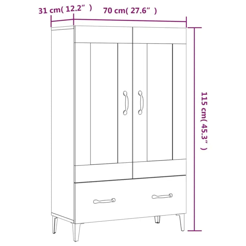 Hoge kast in hoogglans wit bewerkt hout voor een chique interieur - Dressoirs & buffetkasten