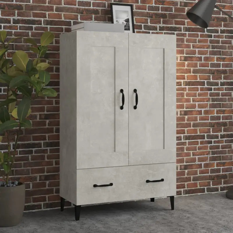 Hoge kast in hoogglans wit bewerkt hout voor een chique interieur - Betongrijs / 1 - Dressoirs & buffetkasten