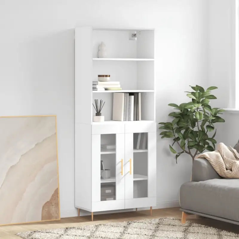Hoge kast met ijzeren poten van bewerkt hout voor een stijlvolle look - Wit / 1 / 2 glazen deuren - Dressoirs &