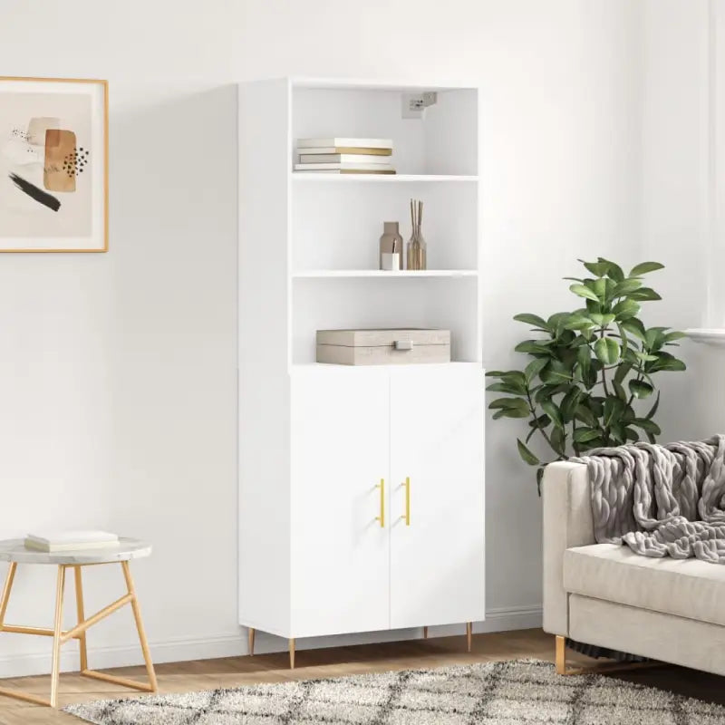 Hoge kast met ijzeren poten van bewerkt hout voor een stijlvolle look - Wit / 1 / 2 deuren - Dressoirs & buffetkasten