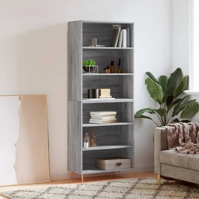 Hoge kast met ijzeren poten van bewerkt hout voor een stijlvolle look - Grijs sonoma / 1 / 3 schappen - Dressoirs &