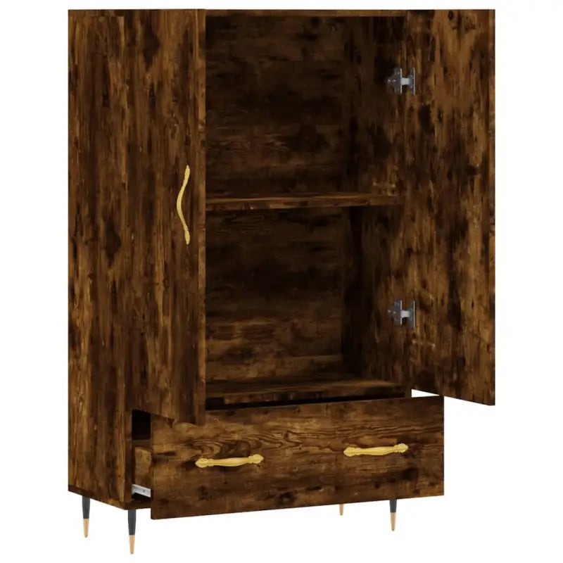 Hoge kast met metalen poten van bewerkt hout voor moderne interieurs - Dressoirs & buffetkasten