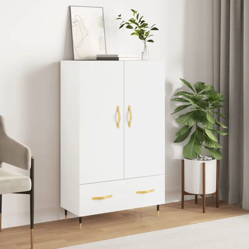 Hoge kast met metalen poten van bewerkt hout voor moderne interieurs - Wit / 1 - Dressoirs & buffetkasten