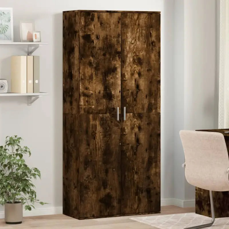 Hoge kast van bewerkt hout die gemakkelijk schoon te maken - Gerookt eiken / 1 - Opbergkasten & lockerkasten