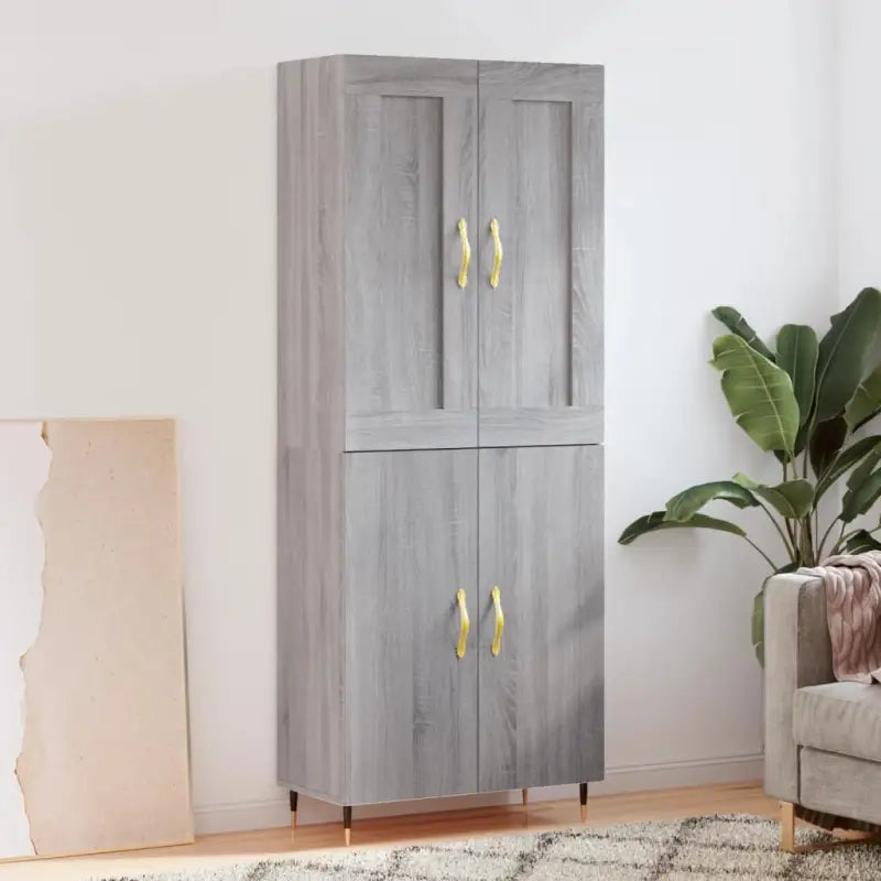 Hoge kast van bewerkt hout in grijs sonoma stijl - Grijs sonoma / 1 / 2 deuren - Dressoirs & buffetkasten