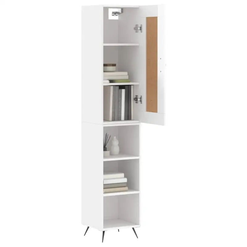 Hoge kast van bewerkt hout in hoogglans wit voor een trendy interieur - Dressoirs & buffetkasten