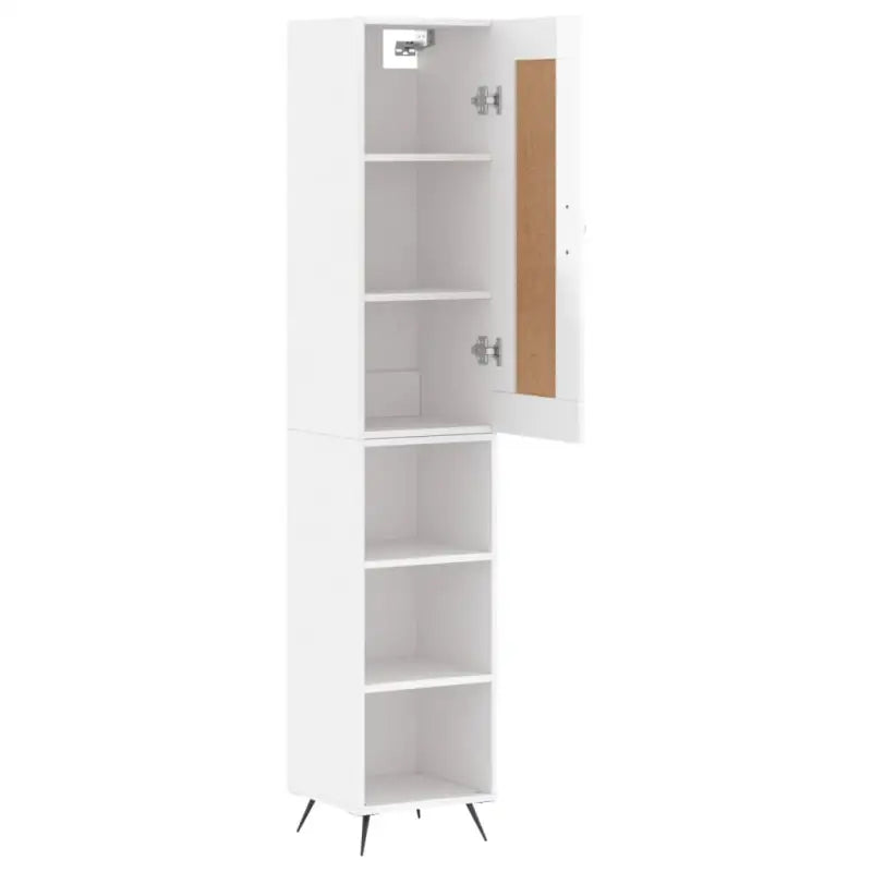 Hoge kast van bewerkt hout in hoogglans wit voor een trendy interieur - Dressoirs & buffetkasten