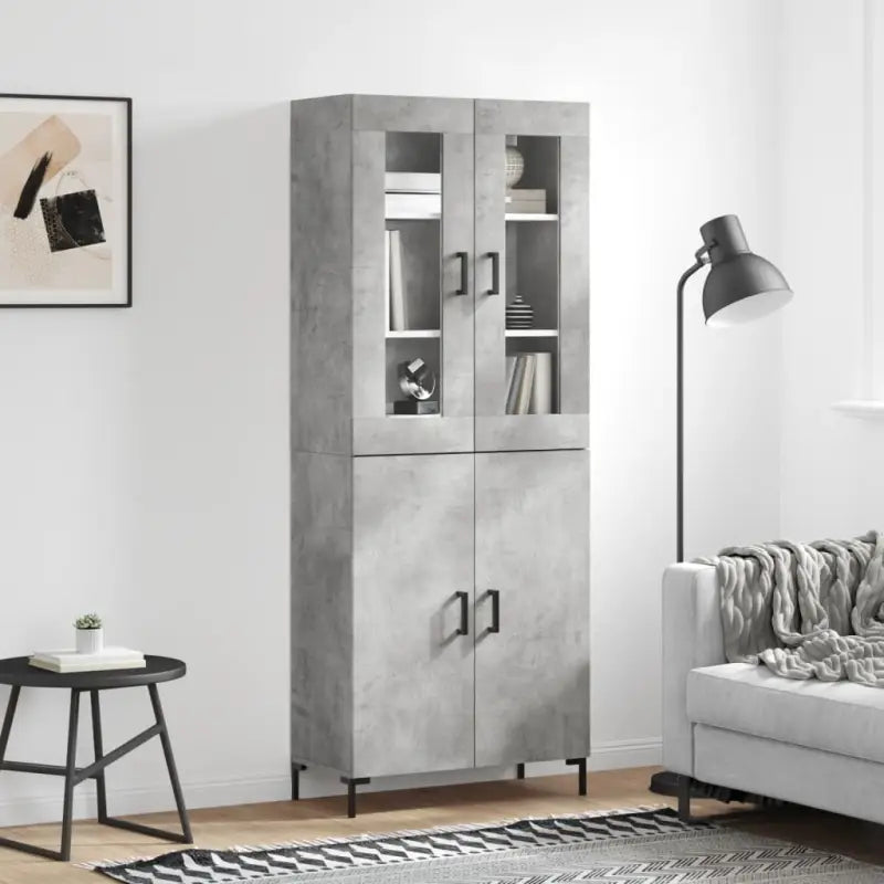 Hoge kast van bewerkt hout met charme en duurzame kwaliteit - Betongrijs / 1 / 2 deuren - Dressoirs & buffetkasten