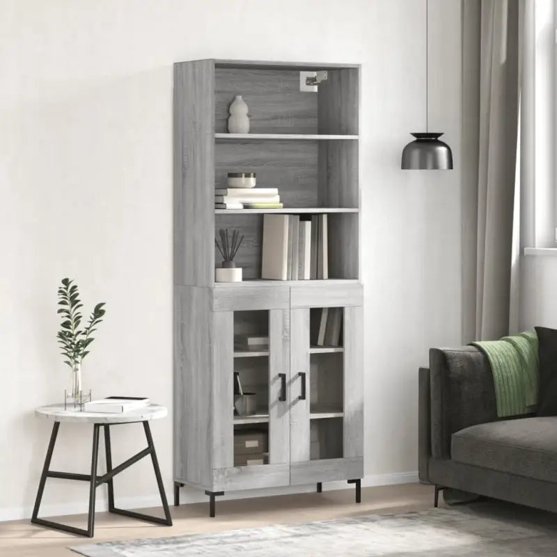 Hoge kast van bewerkt hout met duurzame charme en unieke stijl - Grijs sonoma / 1 / 2 glazen deuren - Dressoirs &
