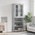 Hoge kast van bewerkt hout met duurzame en stabiele kwaliteit - Betongrijs / 1 / 3 schappen - Dressoirs & buffetkasten