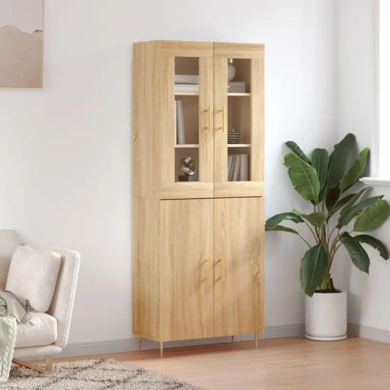 Hoge kast van bewerkt hout met duurzame en stijlvolle afwerking - Sonoma eiken / 1 / 2 deuren - Dressoirs & buffetkasten