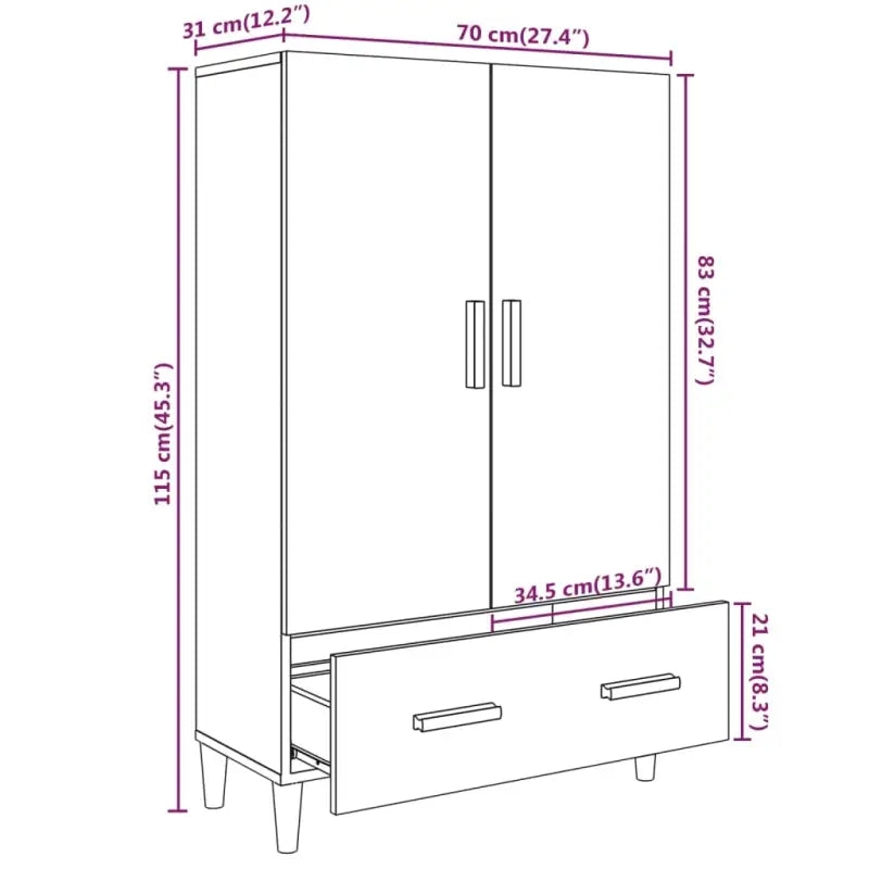 Hoge kast van bewerkt hout met elegante afwerking en duurzame kwaliteit - Dressoirs & buffetkasten
