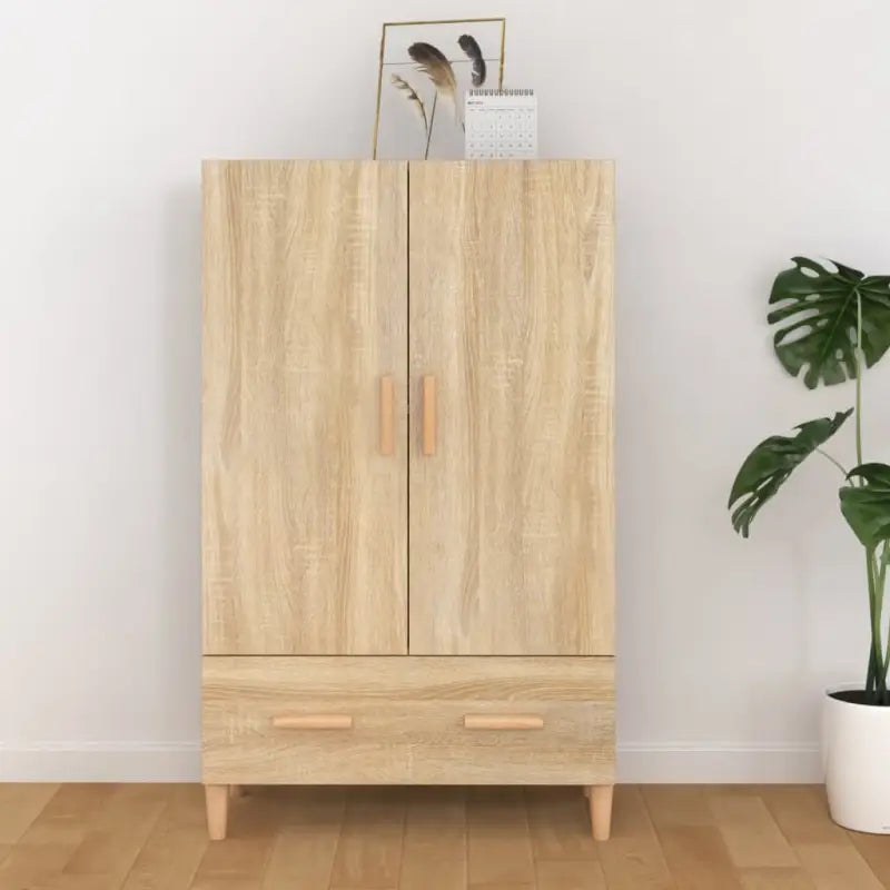 Hoge kast van bewerkt hout met elegante afwerking en duurzame kwaliteit - Sonoma eiken / 1 - Dressoirs & buffetkasten