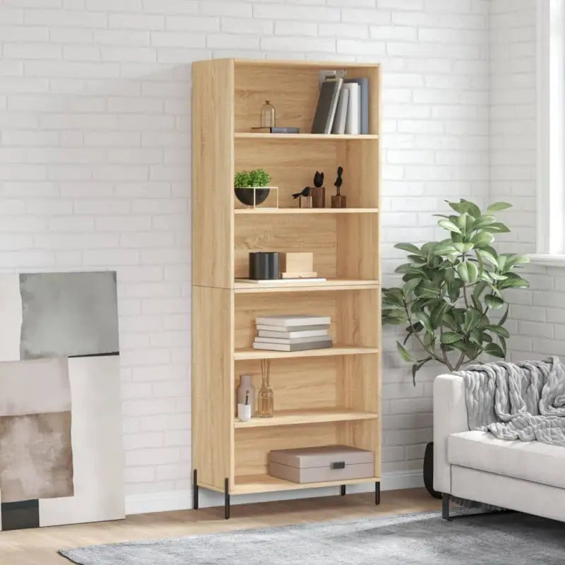 Hoge kast van bewerkt hout met metalen poten voor een moderne uitstraling - Sonoma eiken / 1 / 3 schappen - Dressoirs &