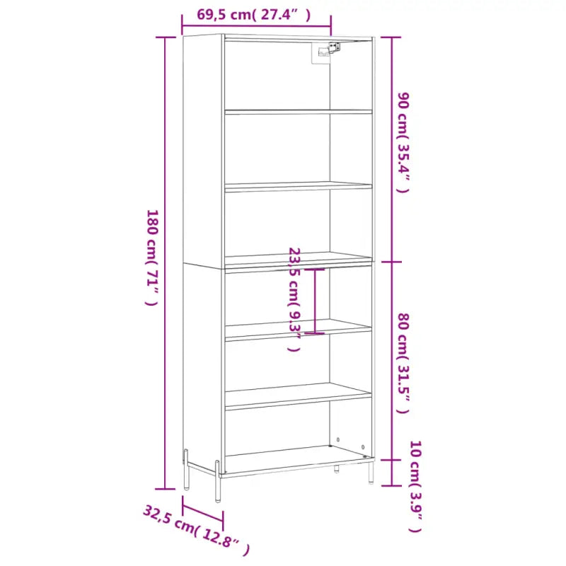 Hoge kast van bewerkt hout met metalen poten voor een moderne uitstraling - Dressoirs & buffetkasten