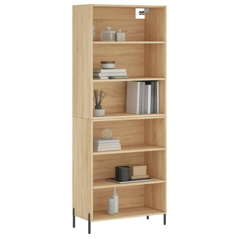 Hoge kast van bewerkt hout met metalen poten voor een moderne uitstraling - Dressoirs & buffetkasten