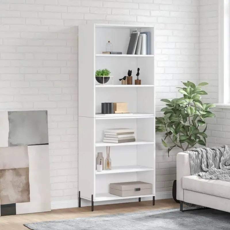 Hoge kast van bewerkt hout met metalen poten voor een moderne uitstraling - Wit / 1 / 3 schappen - Dressoirs &