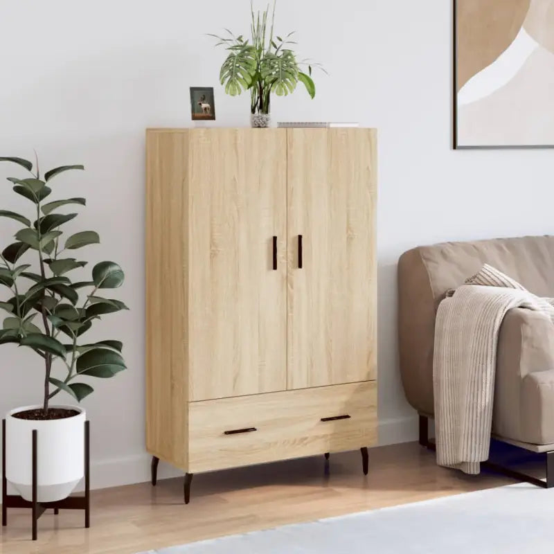 Hoge kast van bewerkt hout met metalen poten voor een moderne look - Dressoirs & buffetkasten