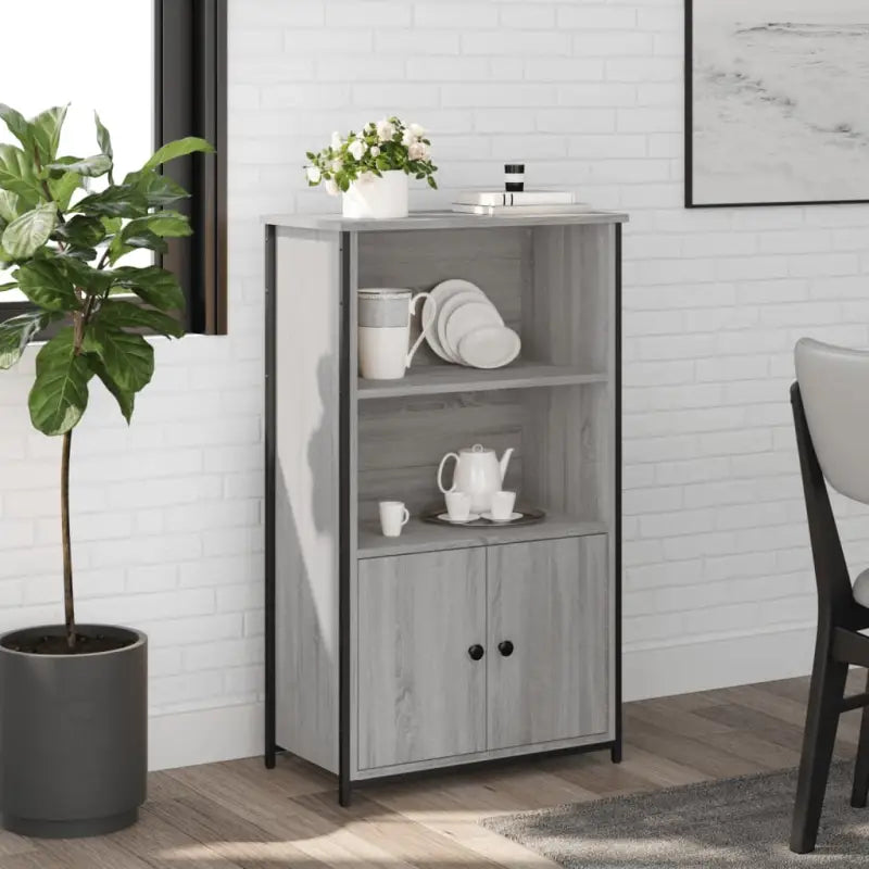 Hoge kast van bewerkt hout voor een moderne en duurzame uitstraling - Grijs sonoma / 62 x 32 x 103.5 cm / 1 - Dressoirs