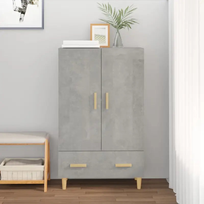 Hoge kast van bewerkt hout voor een stijlvolle bestaande interieurstijl - Grijs / 1 - Dressoirs & buffetkasten