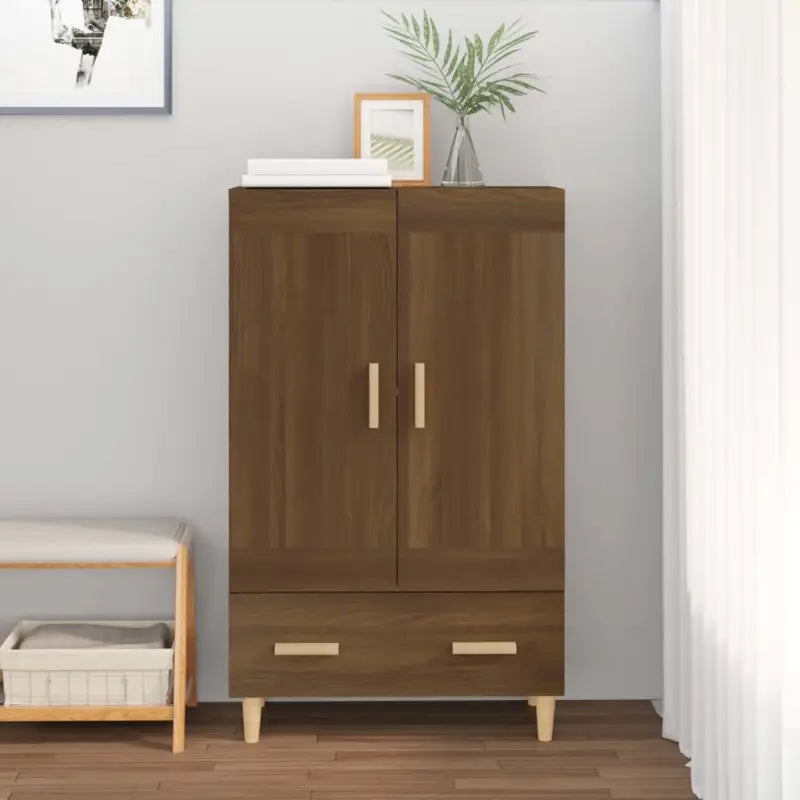 Hoge kast van bewerkt hout voor een stijlvolle bestaande interieurstijl - bruin eikenkleur / 1 - Dressoirs &