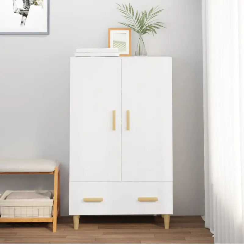 Hoge kast van bewerkt hout voor een stijlvolle bestaande interieurstijl - Wit / 1 - Dressoirs & buffetkasten