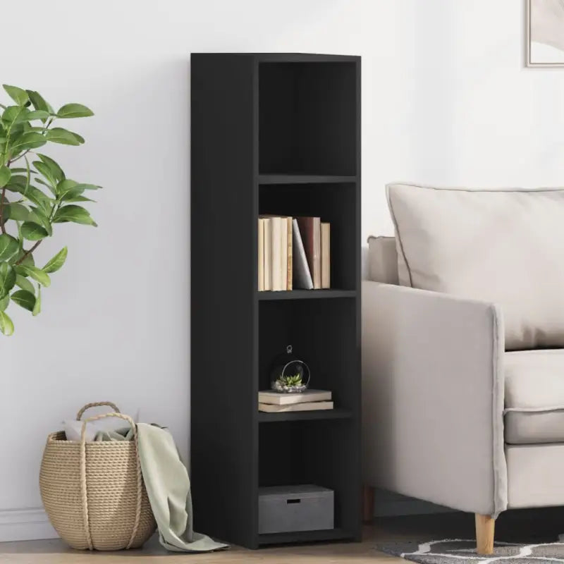 Hoge kast van bewerkt hout voor een stijlvolle en praktische woonkamer - Zwart / 1 - Dressoirs & buffetkasten