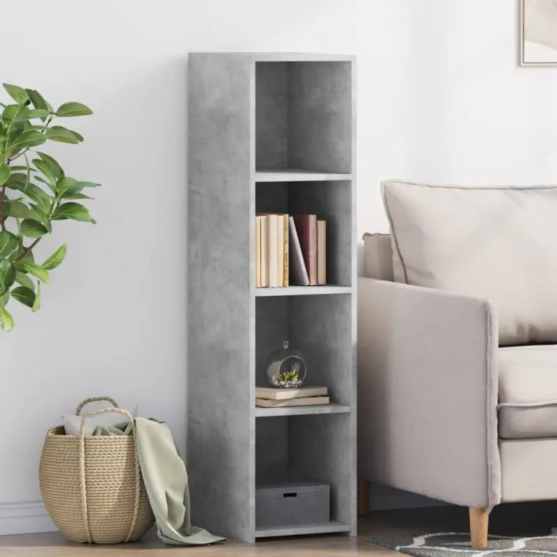 Hoge kast van bewerkt hout voor een stijlvolle en praktische woonkamer - Betongrijs / 1 - Dressoirs & buffetkasten
