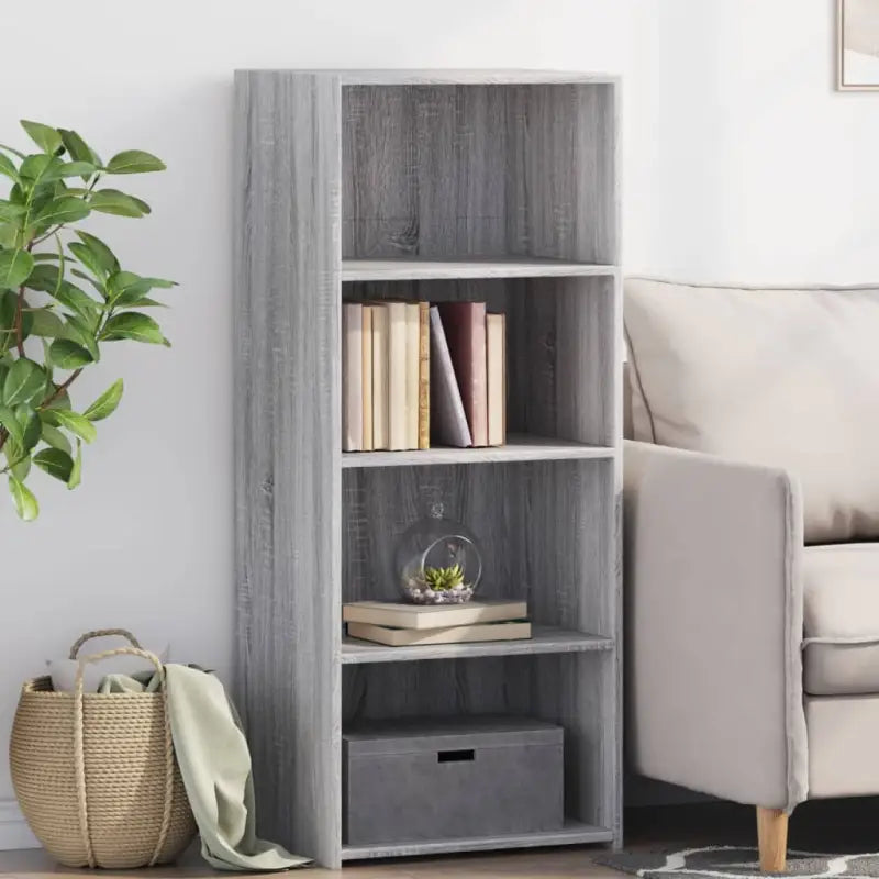 Hoge kast van bewerkt hout voor een stijlvolle inrichting - Grijs sonoma / 1 - Dressoirs & buffetkasten