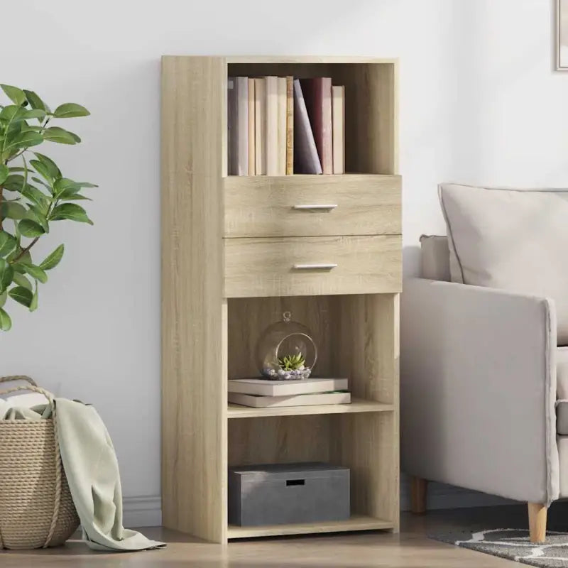 Hoge kast van bewerkt hout voor een stijlvolle inrichting - Sonoma eiken / 1 - Dressoirs & buffetkasten