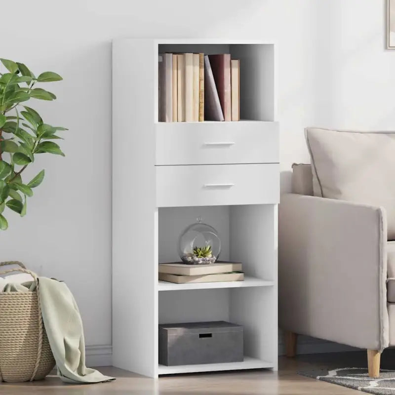 Hoge kast van bewerkt hout voor een stijlvolle inrichting - Wit / 1 - Dressoirs & buffetkasten