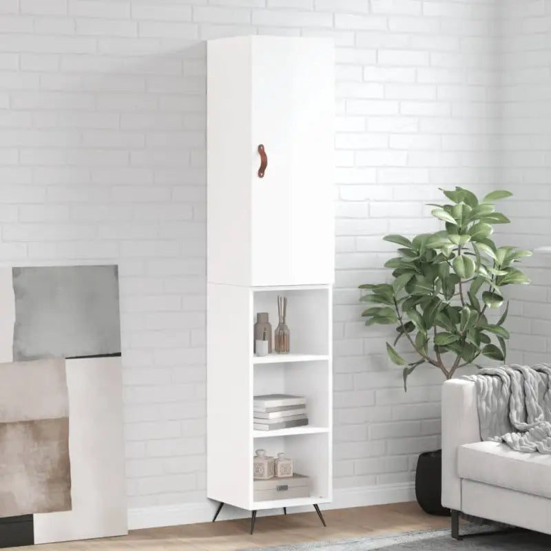 Hoge kast van bewerkt hout voor een trendy en duurzame interieurstijl - Hoogglans wit / 1 / 3 schappen - Dressoirs &
