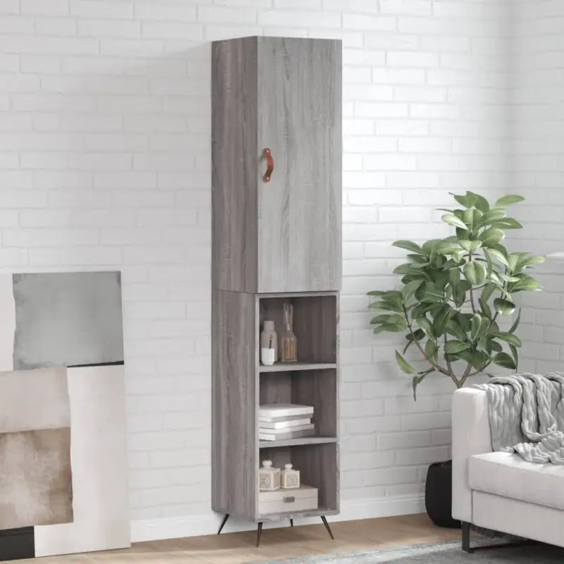 Hoge kast van bewerkt hout voor een trendy en duurzame interieurstijl - Grijs sonoma / 1 / 3 schappen - Dressoirs &
