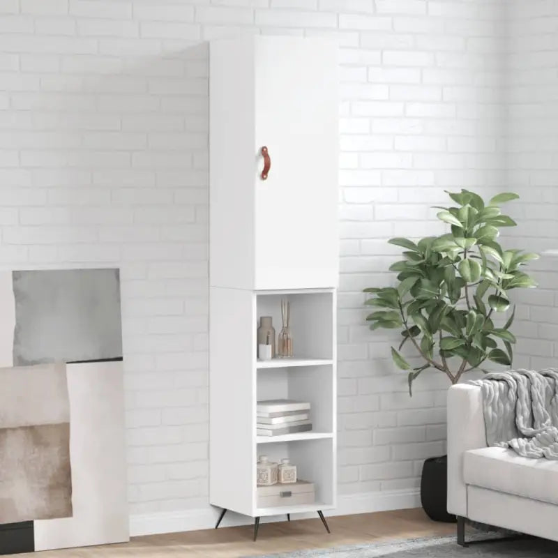 Hoge kast van bewerkt hout voor een trendy en duurzame interieurstijl - Wit / 1 / 3 schappen - Dressoirs & buffetkasten