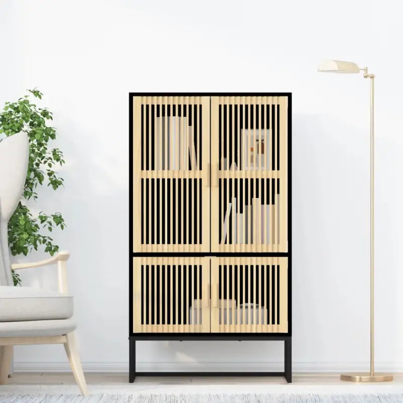 Hoge kast van bewerkt hout voor een uniek bestaande interieur - Zwart / 1 - Opbergkasten & lockerkasten