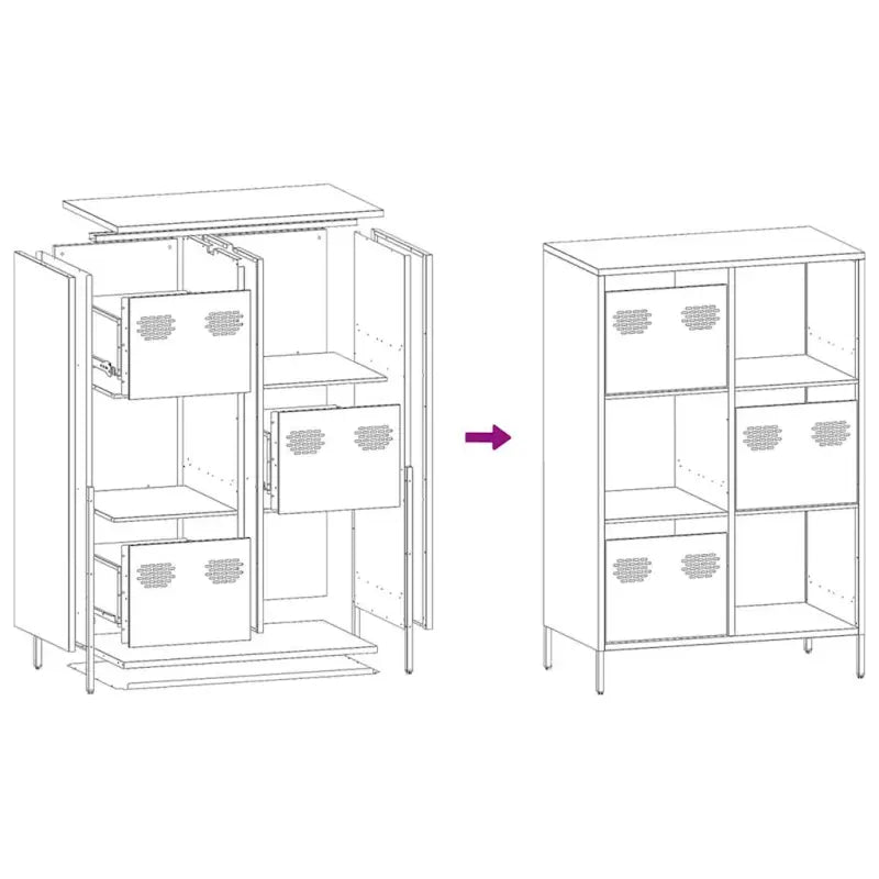 Hoge kast van koudgewalst staal voor decoratie en praktische opbergruimte - Dressoirs & buffetkasten