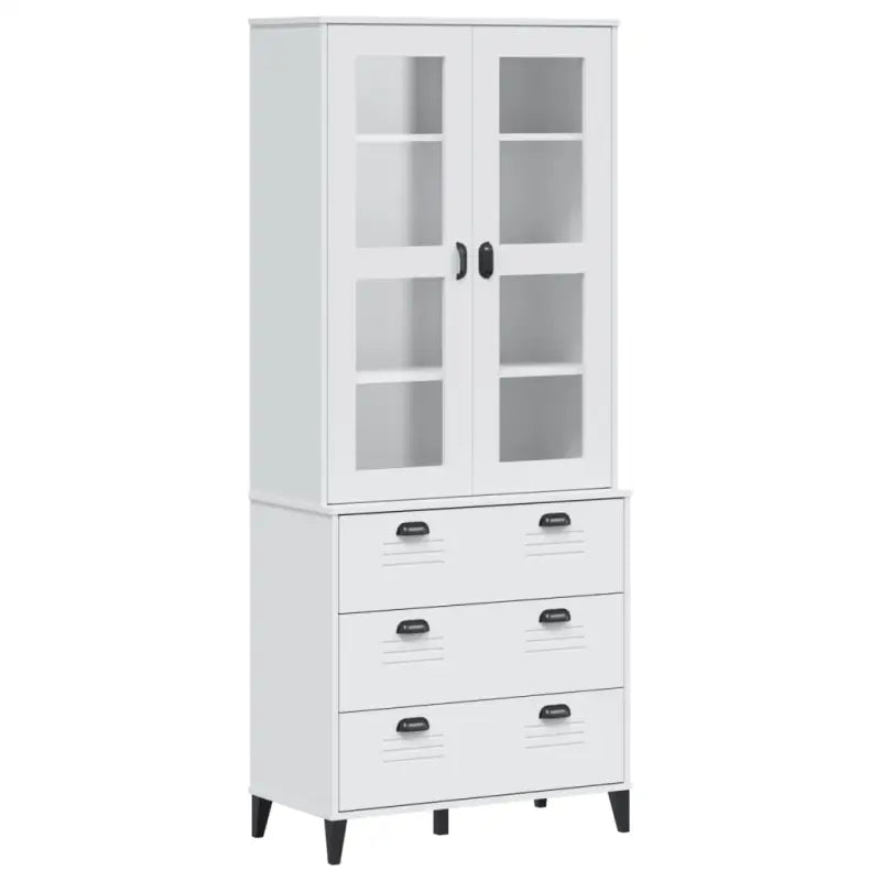Hoge kast van massief grenenhout voor een stijlvolle uitstraling - Wit / 1 - Dressoirs & buffetkasten