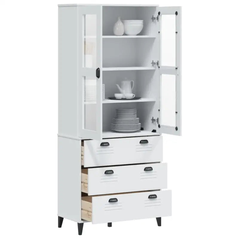 Hoge kast van massief grenenhout voor een stijlvolle uitstraling - Wit / 1 - Dressoirs & buffetkasten