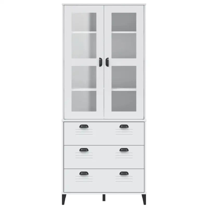 Hoge kast van massief grenenhout voor een stijlvolle uitstraling - Wit / 1 - Dressoirs & buffetkasten